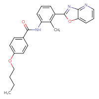 Chemical structure of 4-butoxy-N-(2-methyl-3-{[1,3]oxazolo[4,5-b]pyridin-2-yl}phenyl)benzamide - CSSB00121618085