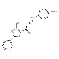 Chemical structure of 1-(4-methyl-2-phenyl-1,3-thiazol-5-yl)-3-[(4-methylphenyl)amino]prop-2-en-1-one - CSSB02125604015
