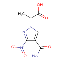 Chemical structure of 2-(4-carbamoyl-3-nitro-1H-pyrazol-1-yl)propanoic acid - CSSB00011161909
