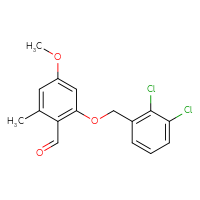 Chemical structure of 2-[(2,3-dichlorophenyl)methoxy]-4-methoxy-6-methylbenzaldehyde - CSSB21349246662