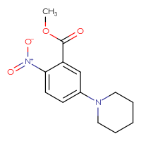 Chemical structure of methyl 2-nitro-5-(piperidin-1-yl)benzoate - CSSB00025730496
