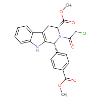Chemical structure of methyl (1R,3R)-2-(2-chloroacetyl)-1-[4-(methoxycarbonyl)phenyl]-1H,2H,3H,4H,9H-pyrido[3,4-b]indole-3-carboxylate - CSSB06744482000