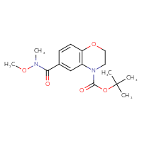 Chemical structure of tert-butyl 6-[methoxy(methyl)carbamoyl]-3,4-dihydro-2H-1,4-benzoxazine-4-carboxylate - CSSB21151591686
