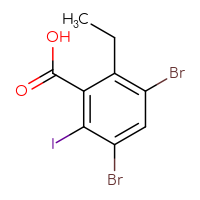 Chemical structure of 3,5-dibromo-2-ethyl-6-iodobenzoic acid - CSSB06744556693