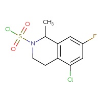 Chemical structure of 5-chloro-7-fluoro-1-methyl-1,2,3,4-tetrahydroisoquinoline-2-sulfonyl chloride - CSSB21224774911