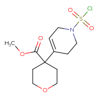 Chemical structure of methyl 4-[1-(chlorosulfonyl)-1,2,3,6-tetrahydropyridin-4-yl]oxane-4-carboxylate - CSSB21224771991