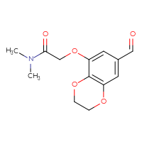 Chemical structure of 2-[(7-formyl-2,3-dihydro-1,4-benzodioxin-5-yl)oxy]-N,N-dimethylacetamide - CSSB14907688495