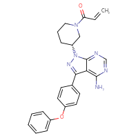 Chemical structure of 1-[(3R)-3-[4-amino-3-(4-phenoxyphenyl)-1H-pyrazolo[3,4-d]pyrimidin-1-yl]piperidin-1-yl]prop-2-en-1-one - CSSB00015189027