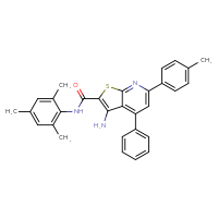 Chemical structure of 3-amino-6-(4-methylphenyl)-4-phenyl-N-(2,4,6-trimethylphenyl)thieno[2,3-b]pyridine-2-carboxamide - CSSB00103160244