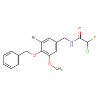 Chemical structure of N-{[4-(benzyloxy)-3-bromo-5-methoxyphenyl]methyl}-2-chloro-2-fluoroacetamide - CSSB21332122770