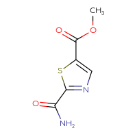 Chemical structure of methyl 2-carbamoyl-1,3-thiazole-5-carboxylate - CSSB03439305854
