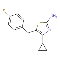 Chemical structure of 4-cyclopropyl-5-[(4-fluorophenyl)methyl]-1,3-thiazol-2-amine - CSSB00000750367