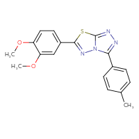 Chemical structure of 6-(3,4-dimethoxyphenyl)-3-(4-methylphenyl)-[1,2,4]triazolo[3,4-b][1,3,4]thiadiazole - CSSB00121633753