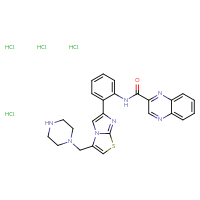 Chemical structure of N-(2-{3-[(piperazin-1-yl)methyl]imidazo[2,1-b][1,3]thiazol-6-yl}phenyl)quinoxaline-2-carboxamide tetrahydrochloride - CSSB00159320538