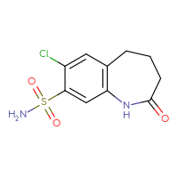 Chemical structure of 7-chloro-2-oxo-2,3,4,5-tetrahydro-1H-1-benzazepine-8-sulfonamide - CSSB00102860748