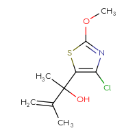 Chemical structure of 2-(4-chloro-2-methoxy-1,3-thiazol-5-yl)-3-methylbut-3-en-2-ol - CSSB21246461129
