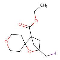 Chemical structure of ethyl 4-(iodomethyl)-3-oxaspiro[bicyclo[2.1.1]hexane-2,4'-oxane]-1-carboxylate - CSSB00102954461