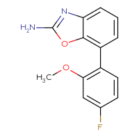 Chemical structure of 7-(4-fluoro-2-methoxyphenyl)-1,3-benzoxazol-2-amine - CSSB06593302615
