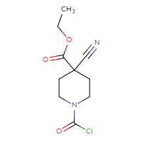Chemical structure of ethyl 1-(carbonochloridoyl)-4-cyanopiperidine-4-carboxylate - CSSB14987122750