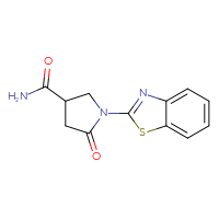 Chemical structure of 1-(1,3-benzothiazol-2-yl)-5-oxopyrrolidine-3-carboxamide - CSSB00138414871