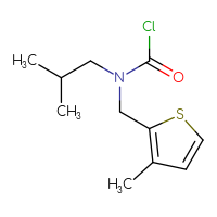 Chemical structure of N-(2-methylpropyl)-N-[(3-methylthiophen-2-yl)methyl]carbamoyl chloride - CSSB06259283008