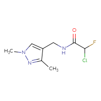 Chemical structure of 2-chloro-N-[(1,3-dimethyl-1H-pyrazol-4-yl)methyl]-2-fluoroacetamide - CSSB09889755837