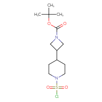 Chemical structure of tert-butyl 3-[1-(chlorosulfonyl)piperidin-4-yl]azetidine-1-carboxylate - CSSB02128077591
