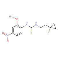 Chemical structure of 3-[2-(1-fluorocyclopropyl)ethyl]-1-(2-methoxy-4-nitrophenyl)thiourea - CSSB21432495395