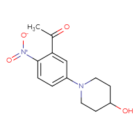 Chemical structure of 1-[5-(4-hydroxypiperidin-1-yl)-2-nitrophenyl]ethan-1-one - CSSB00003676491