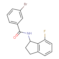 Chemical structure of 3-bromo-N-(7-fluoro-2,3-dihydro-1H-inden-1-yl)benzamide - CSSB06632919048