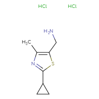 Chemical structure of 1-(2-cyclopropyl-4-methyl-1,3-thiazol-5-yl)methanamine dihydrochloride - CSSB00025753139