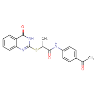Chemical structure of N-(4-acetylphenyl)-2-[(4-oxo-3,4-dihydroquinazolin-2-yl)sulfanyl]propanamide - CSSB00025728413