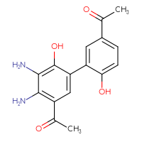 Chemical structure of 1-{5'-acetyl-3',4'-diamino-2',6-dihydroxy-[1,1'-biphenyl]-3-yl}ethan-1-one - CSSB00102585333