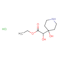Chemical structure of ethyl 2-hydroxy-2-(4-hydroxypiperidin-4-yl)acetate hydrochloride - CSSB21043405852
