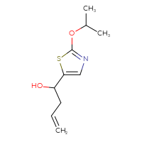 Chemical structure of 1-[2-(propan-2-yloxy)-1,3-thiazol-5-yl]but-3-en-1-ol - CSSB20860658484