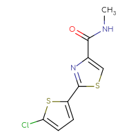 Chemical structure of 2-(5-chlorothiophen-2-yl)-N-methyl-1,3-thiazole-4-carboxamide - CSSB01992536468